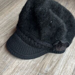 Black Wool Blend Newsboy Cap